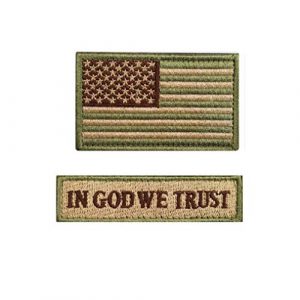 Chien Airsoft Morale Patch 1 Chien Tactical Morale Embroidery Patch Funny Military Patch USA Flag Full Embroidered Appliques for Caps Bags Vests Military Uniforms (2 Pieces Multitan(USA+in GOD WE Trust))