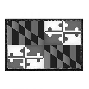 P PULLPATCH Airsoft Morale Patch 1 Maryland State Flag - Black and White Morale Patch | Hook and Loop Attach for Hats, Jeans, Vest, Coat | 2x3 in | by Pull Patch