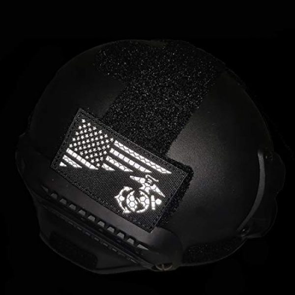 ODSP Airsoft Morale Patch 2 3 Pieces IR Reflective Patch, USA American Flag w/Marine Corps USMC Tactical Morale Fastener Hook and Loop Patches 3.54 x 1.97 inch for Hats, Clothes, Backpacks, Uniforms, Tactical Gears