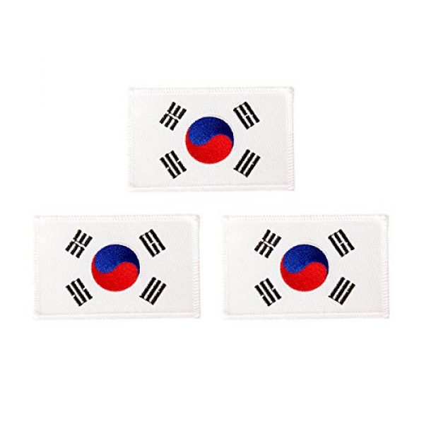 Desert Cactus Airsoft Morale Patch 1 South Korea Flag Patch Bulk 3-Pack 3.5Wx2.25H State Iron On Sew Embroidered Tactical Morale Back Pack Hat Bags Korean (3-Pack Patch)