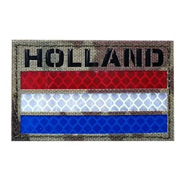 Tactical Embroidery Patch Airsoft Morale Patch 2 IR Holland Flag Infrared Reflective Tactical Embroidery Patch Hook & Loop Morale Patch Military Patch for Clothing Accessory Backpack Armband (2pcs)