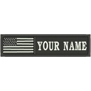 Masterpatch Airsoft Morale Patch 1 Customizable Text 1x4 Patch Hook Touch Fasteners - Military/Morale - US Flag Tactital tag