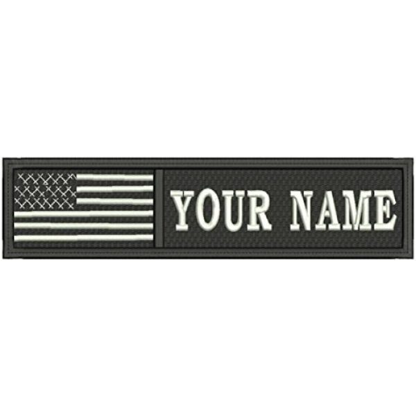 Masterpatch Airsoft Morale Patch 1 Customizable Text 1x4 Patch Hook Touch Fasteners - Military/Morale - US Flag Tactital tag