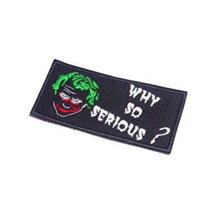 AstroG Airsoft Morale Patch 1 AstroG@ BP18 Joker Quotes Why So Serious Biker Motorcycle Embroidered Morale Patch 4X2 Inch Hook Backing