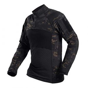 H World Shopping Tactical Shirt 1 H World Shopping Men's Tactical Combat Hunting Military Long Sleeve Shirt with Zipper MCBK