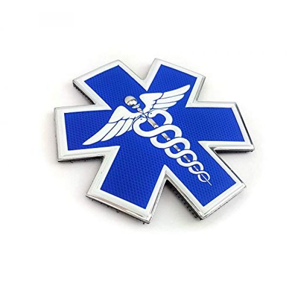 Tactical Innovations Canada Airsoft Morale Patch 2 PVC Morale Patch - EMS - Medical Responder 3" Star of Life - Dual Snake - Blue/White/Silver