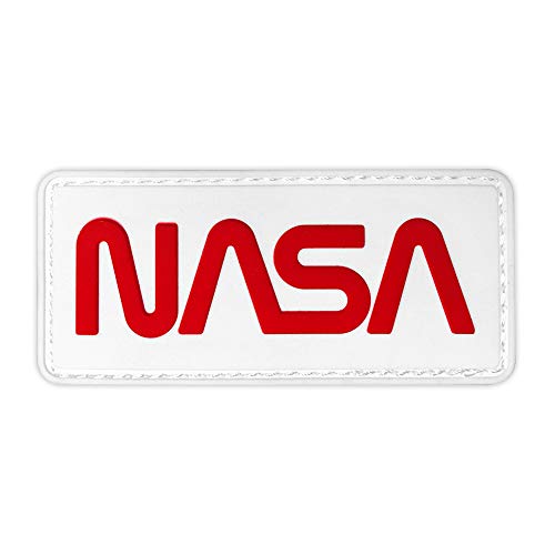 MORTHOME Airsoft Morale Patch 1 MORTHOME NASA Worm Logo Space Tactical Military Morale PVC Rubber Patch (Red/White)