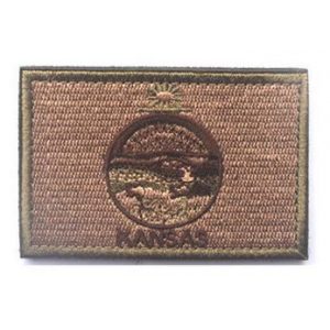 Tactical Embroidery Patch Airsoft Morale Patch 1 America Kansas State Flag Tactical Embroidery Patch Hook & Loop Morale Patch Military Patch for Clothing Accessory Backpack Armband (color1)