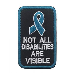 Embroidered Patch Airsoft Morale Patch 1 Not All Disabilities are Visible 3D Tactical Patch Military Embroidered Morale Tags Badge Embroidered Patch DIY Applique Shoulder Patch Embroidery Gift Patch