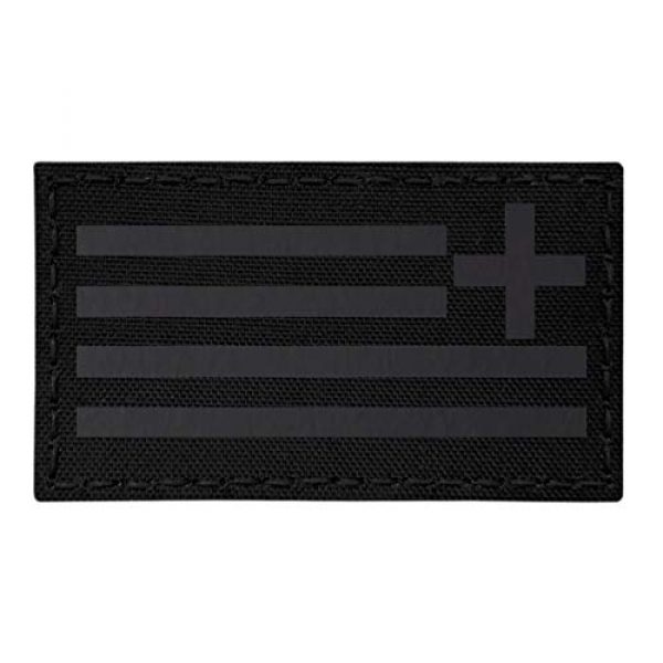 Tactical Freaky Airsoft Morale Patch 1 IR Blackout Greek Greece Reversed Flag Hellenic Hellas 3.5x2 Infrared IFF Tactical Morale Touch Fastener Patch