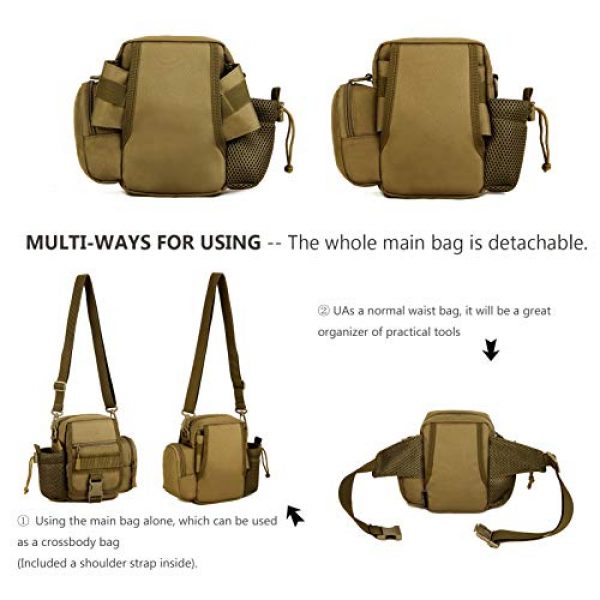 Protector Plus Tactical Pouch 5 Protector Plus Tactical Fanny Pack with Mesh Water Bottle Holder Pouch Military Running Waist Bag Hip Belt MOLLE Army Lumbar Gear Pocket Sling Shoulder Crossbody Messenger Bags (Patch Included)