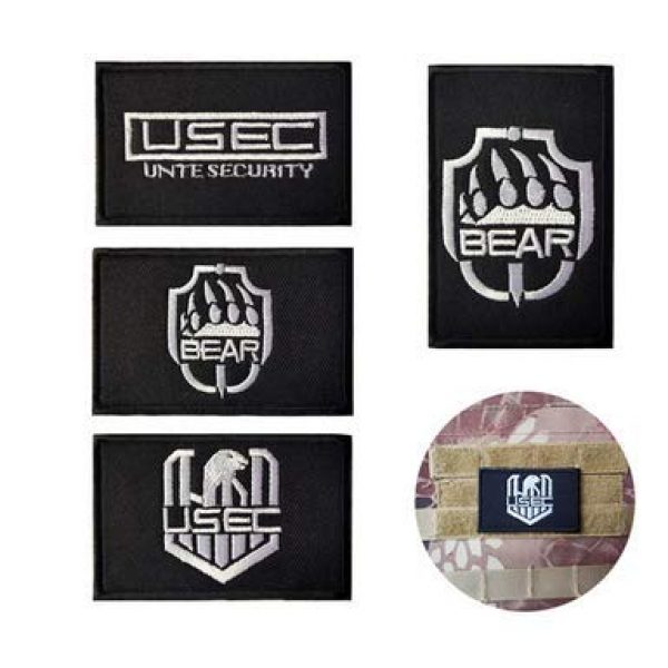 Tactical Embroidery Patch Airsoft Morale Patch 1 Bear/USEC Escape from Tarkov Tactical Embroidery Patch Hook & Loop Morale Patch Military Patch for Clothing Accessory Backpack Armband (4pcs)