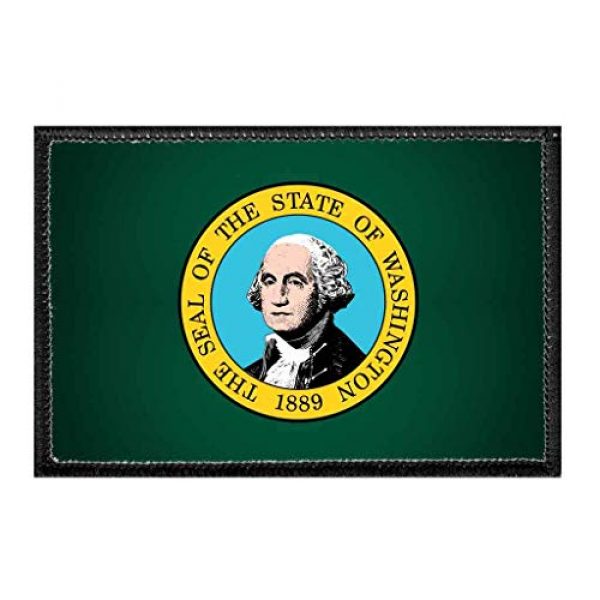 P PULLPATCH Airsoft Morale Patch 1 Washington State Flag - Color | Hook and Loop Attach for Hats, Jeans, Vest, Coat | 2x3 in | by Pull Patch