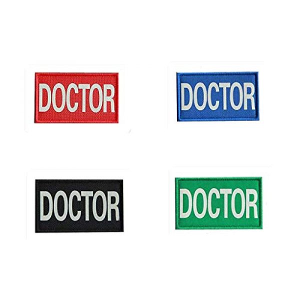 Embroidery Patch Airsoft Morale Patch 1 4 Pieces Doctor Infrared Reflective Military Hook Loop Tactics Morale Patch (color5)