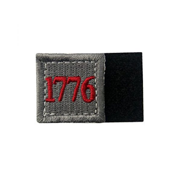 EmbTao Airsoft Morale Patch 4 1776 American Independence Emblem Tactical USA Morale Embroidered Applique Fastener Hook&Loop Patch - Sliver Gray