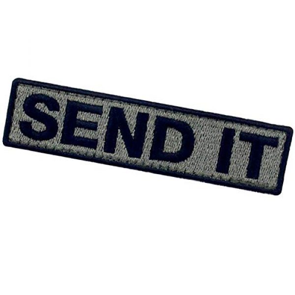 EmbTao Airsoft Morale Patch 4 Send It Embroidered Patch Tactical Morale Applique Fastener Hook & Loop Emblem, Olive & Black