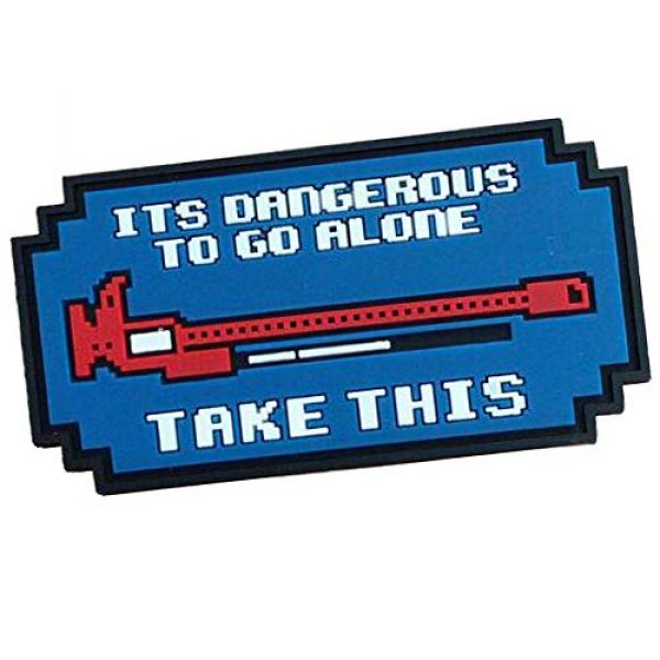 ODSP Airsoft Morale Patch 4 It's Dangerous to Go Alone Patch 3D Tactical Military Morale PVC Rubber Patches with Hook and Loop Backing Badges 2PCS (Blue)