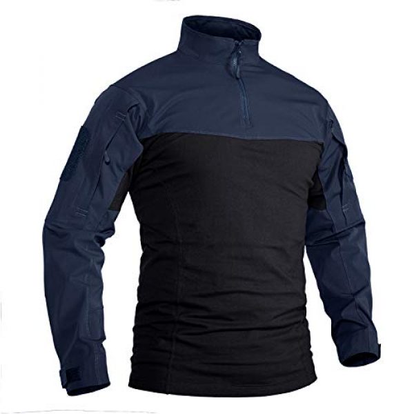 TACVASEN Tactical Shirt 1 Men's Tactical Military Shirt 1/4 Zip Cotton Assault Top Long Sleeve Hiking Polo Shirt