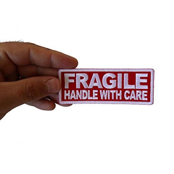 Ivamis Trading Airsoft Morale Patch 2 Fragile Handle with Care Patch - 4x1.5 inch - Embroidered Iron on Patch