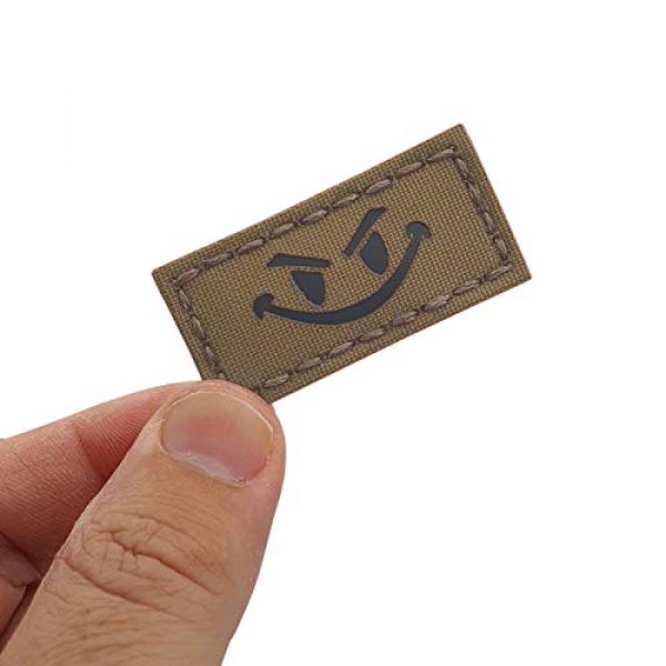 Tactical Freaky Airsoft Morale Patch 1 Tiny 1x2 IR Coyote Evil Smiley DEVGRU Tan Army Tactical Morale Fastener Patch