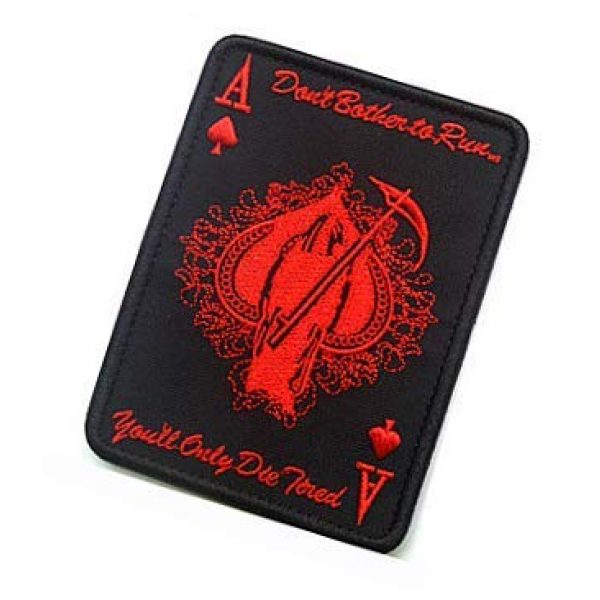 Embroidery Patch Airsoft Morale Patch 3 ACE of Spades Grim Reaper Death Card Patch Military Hook Loop Tactics Morale Embroidered Patch