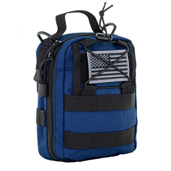 LINE2design Tactical Pouch 1 LINE2design First Aid (Ifak) Molle Pouch - EMT Emergency Medical Trauma Bag Outdoor Tactical EDC Rescue Utility Gear Pouch for Hiking Gunshot Stop Bleeding Includes USA Patch - Navy