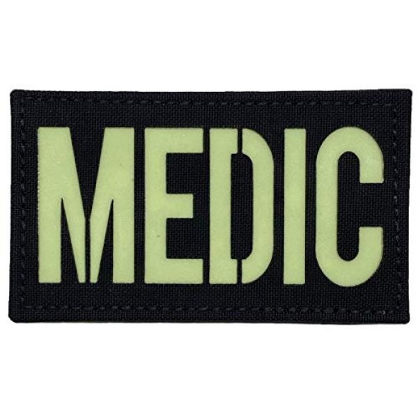 F-Bomb F Morale Gear Airsoft Morale Patch 1 Medic - Glow in The Dark - Tactical Morale Patch with Hook-Fastener Backing - 2x3.5" (Black)