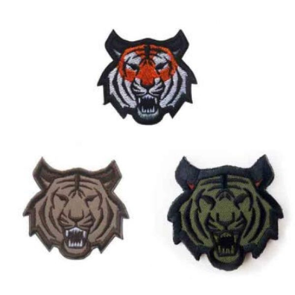 Tactical Embroidery Patch Airsoft Morale Patch 1 Tiger Head Tactical Embroidery Patch Hook & Loop Morale Patch Military Patch for Clothing Accessory Backpack Armband (3pcs)