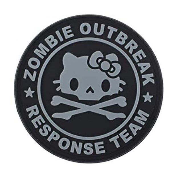 Tactical PVC Patch Airsoft Morale Patch 2 Hello Kitty Zombie Outbreak Response Team PVC Military Tactical Morale Patch Badges Emblem Applique Hook Patches for Clothes Backpack Accessories
