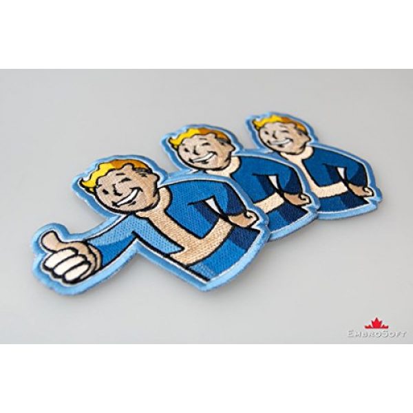 Embrosoft Airsoft Morale Patch 4 Fallout Vault Boy Embroidered Patch Iron On (3.5" x 3.6")