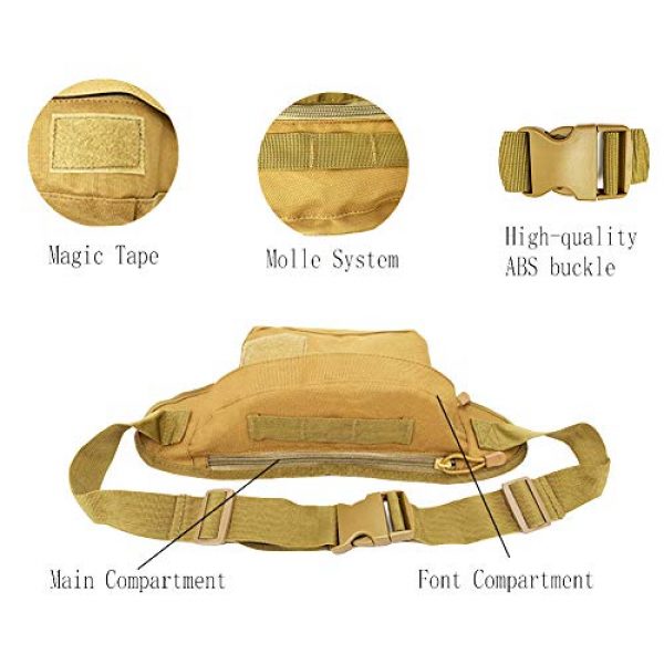 DONQISPOR Tactical Pouch 3 Tactical Fanny Pack,Adjustable Outdoor Fishing Bumbag for Cycling, Hunting, Fishing,Hiking, of Man&Woman