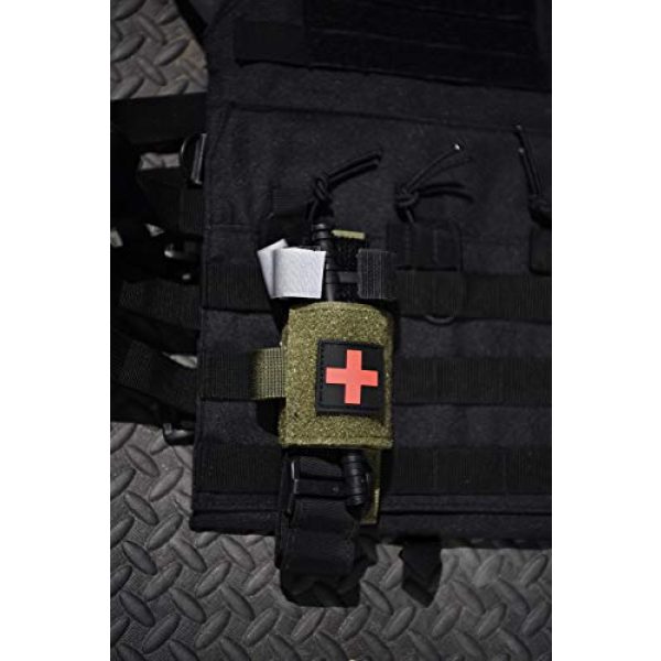 Brass Tactical Pouch 3 Brass Half Full Tactical Police & Military Belt Tourniquet Holder/Pouch for CAT/SOF-T/SWAT-T/Rats, Hook-and-Loop Patch Panel (Comes w/1 First Aid Medical Cross Patch) (Black- Molle Mount)