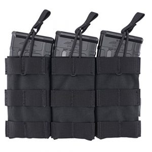 IDOGEAR Tactical Pouch 1 IDOGEAR Triple Mag Pouch 5.56mm MOLLE Open-Top Magazine Pouch Triple Tactical Mag Holder for M4/M16/AR Series Rifle Magazine 500D Nylon
