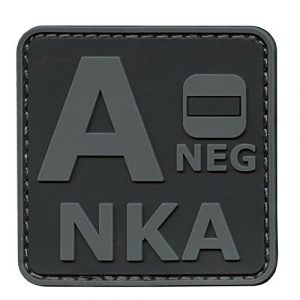 LEGEEON Airsoft Morale Patch 1 LEGEEON Blackout Subdued ANEG A- NKA Blood Type No Known Allergies Tactical Morale PVC Rubber Fastener Patch
