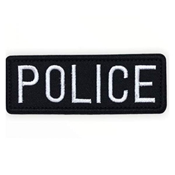 NCH Airsoft Morale Patch 1 Police Officer Patch Chest or Shoulder 4 x 1.5 inches Embroidered Patch White on Black (Black and White, 4x1.5)