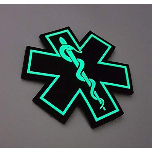 Tactical Innovations Canada Airsoft Morale Patch 3 PVC Morale Patch - EMS - Medical Responder 3" Star of Life - Glow in The Dark - Single Snake