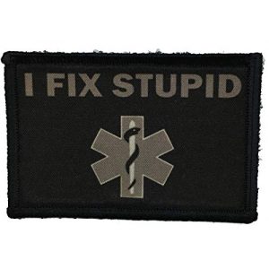 RedheadedTshirts Airsoft Morale Patch 1 Subdued"I Fix Stupid" Medic/EMT Morale Patch. 2x3" Hook and Loop