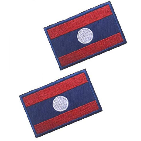 Tactical Embroidery Patch Airsoft Morale Patch 1 2pcs Laos Flag Embroidery Patch Military Tactical Morale Patch Badges Emblem Applique Hook Patches for Clothes Backpack Accessories
