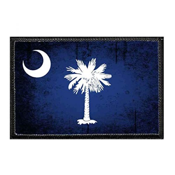 P PULLPATCH Airsoft Morale Patch 1 South Carolina State Flag - Color - Distressed Morale Patch | Hook and Loop Attach for Hats, Jeans, Vest, Coat | 2x3 in | by Pull Patch