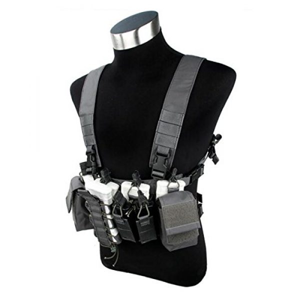 TMC Airsoft Tactical Vest 2 TMC New D-Mittsu Chest Rig Pouch (Wolf Grey) for Airsoft Paintball Tactical Hunting Game