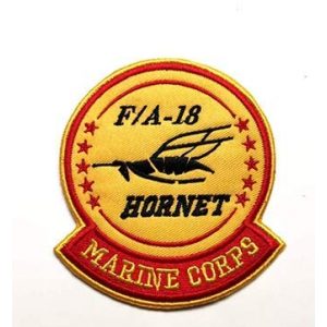 Tactical Embroidery Patch Airsoft Morale Patch 1 F-18 Hornet Fighter Marine Corps Squadron Tactical Embroidery Patch Hook & Loop Morale Patch Military Patch for Clothing Accessory Backpack Armband (Yellow)