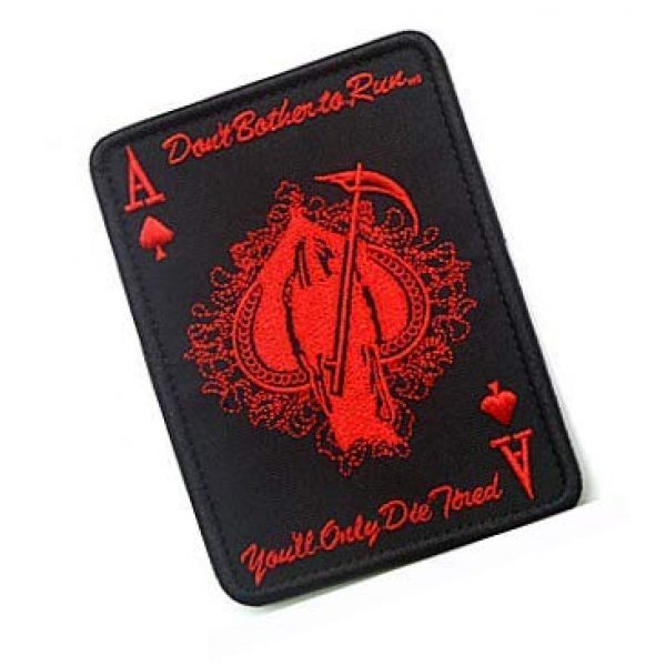 Embroidery Patch Airsoft Morale Patch 2 ACE of Spades Grim Reaper Death Card Patch Military Hook Loop Tactics Morale Embroidered Patch