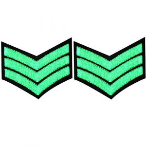 EmbTao Airsoft Morale Patch 1 Glow in Dark Millitary Uniform Chevrons Sergeant Stripes US Army Embroidered Arms Emblem Iron On Sew On Shoulder Patch, Pack of 2