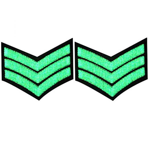 EmbTao Airsoft Morale Patch 1 Glow in Dark Millitary Uniform Chevrons Sergeant Stripes US Army Embroidered Arms Emblem Iron On Sew On Shoulder Patch, Pack of 2