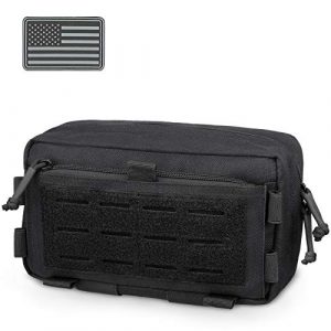 WYNEX Tactical Pouch 1 WYNEX Tactical MOLLE EDC Horizontal Pouch of Multi-Function Design, Molle Tool Pouch Compact Utility Bag Multipurpose Molle Attachment Fanny Pack Organizer, Shoulder Strap and Flag Patch are Included