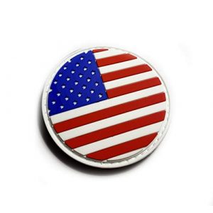 Empire Tactical USA Airsoft Morale Patch 1 American Flag 2" Round PVC Patch (Hook/Loop) Back Morale Patch