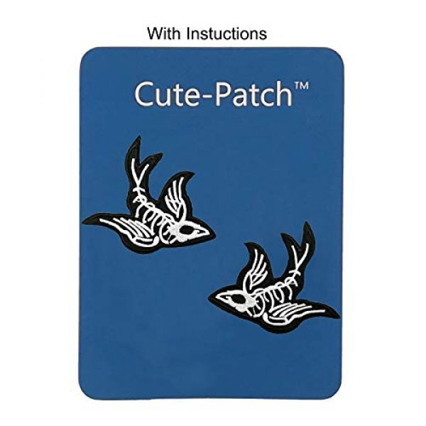 Cute-Patch Airsoft Morale Patch 3 One Pair Swallow X-Ray Skeleton Embroidered Iron On Sew On Patch Heavy Metal Rock Punk Tattoo Emblem