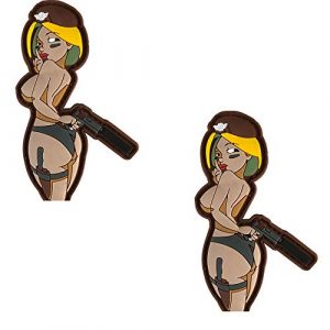 ODSP Airsoft Morale Patch 1 Sexy Bikini Woman with Gun PVC Tactical Morale Patch 4.3 x 2.76 inches - Hook Backed