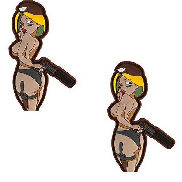 ODSP Airsoft Morale Patch 1 Sexy Bikini Woman with Gun PVC Tactical Morale Patch 4.3 x 2.76 inches - Hook Backed