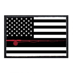 P PULLPATCH Airsoft Morale Patch 1 US Flag - Fly Fishing - Black and White Morale Patch | Hook and Loop Attach for Hats, Jeans, Vest, Coat | 2x3 in | by Pull Patch
